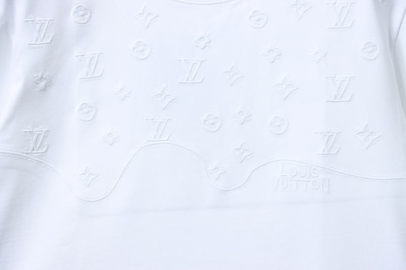 LOUIS VUITTON Tonal Pattern Partial Monogram Embroidery Logo Black White Short Sleeve T-Shirt Style 2