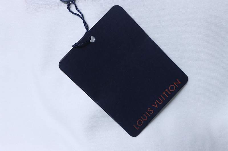 LOUIS VUITTON Tonal Pattern Partial Monogram Embroidery Logo Black White Short Sleeve T-Shirt Style 2
