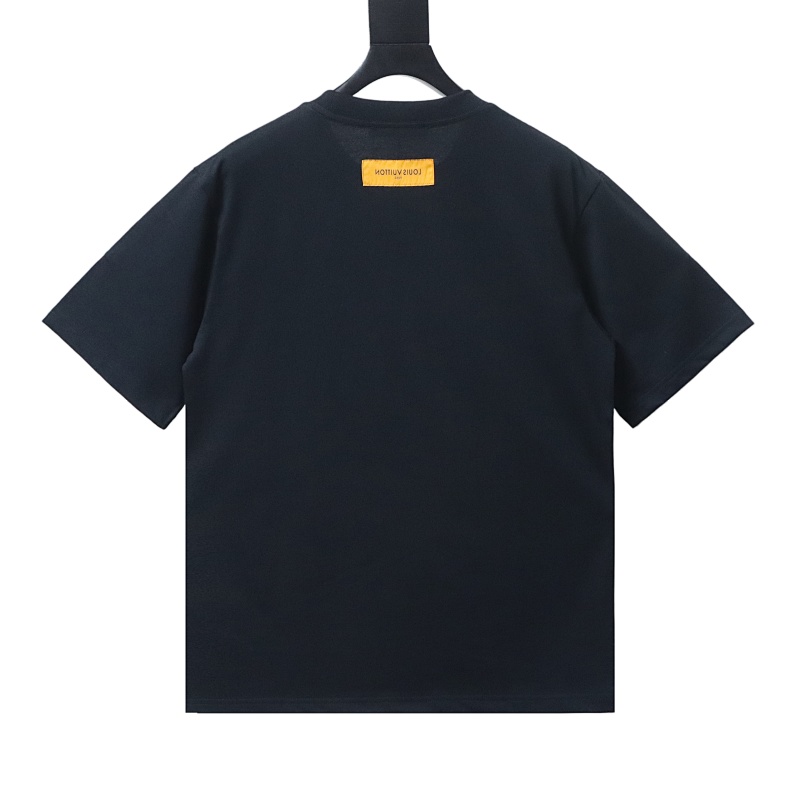 LOUIS VUITTON Tonal Pattern Partial Monogram Embroidery Logo Short Sleeve T-Shirt Style 4