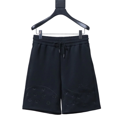 LOUIS VUITTON Tonal Pattern Partial Monogram Hem Embroidery Shorts 01