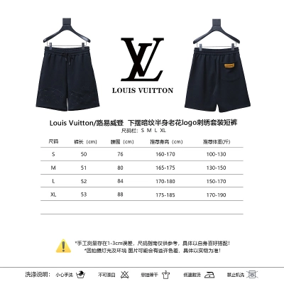 LOUIS VUITTON Tonal Pattern Partial Monogram Hem Embroidery Shorts 02