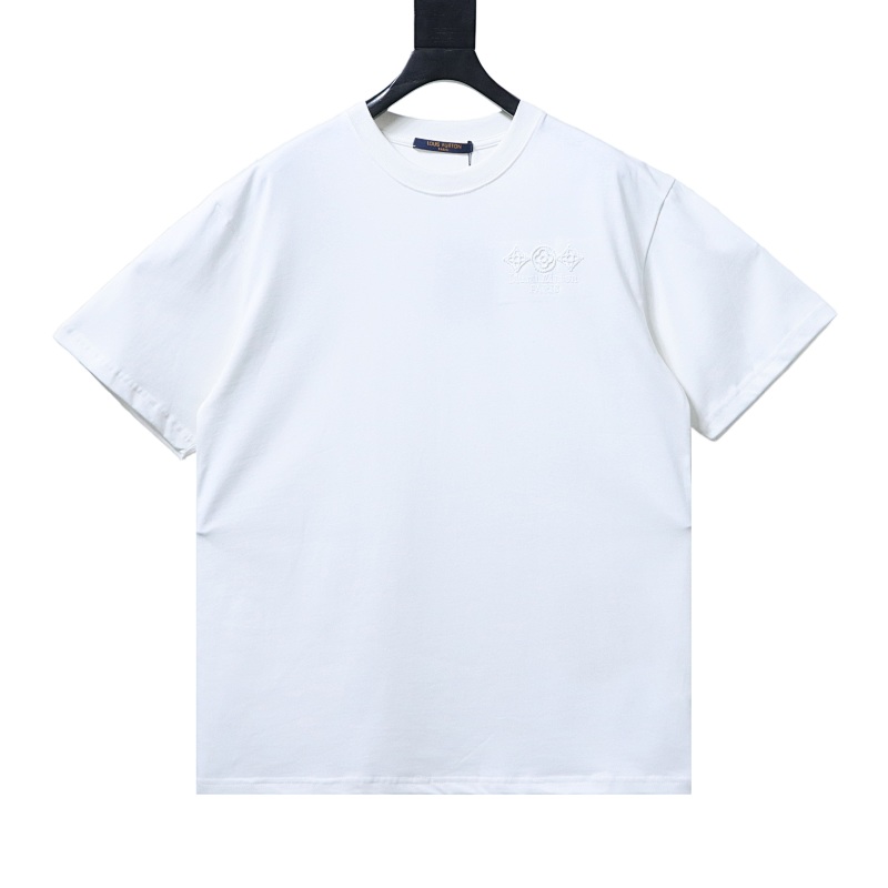 LOUIS VUITTON Triple Flower Embroidery Black White Short Sleeve T-Shirt Style 1