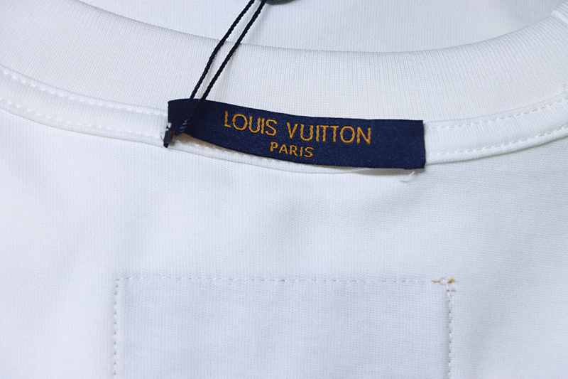 LOUIS VUITTON Triple Flower Embroidery Black White Short Sleeve T-Shirt Style 1