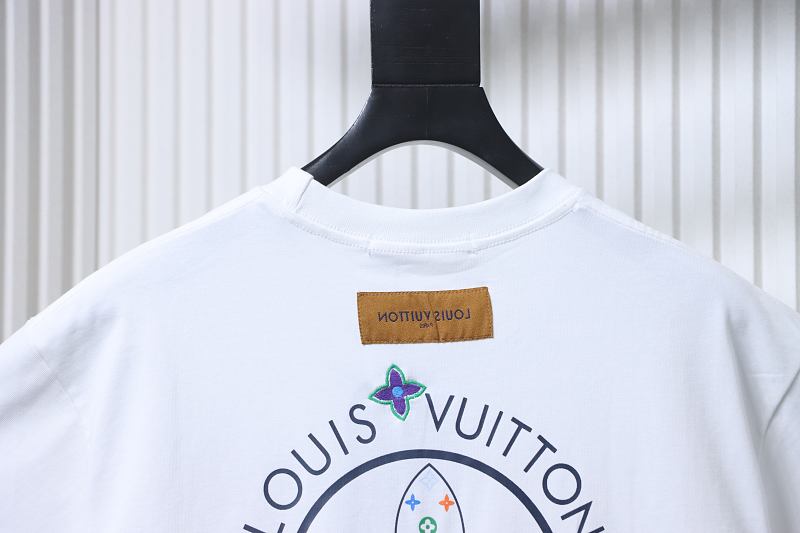 LOUIS VUITTON Triple Flower Embroidery Logo Black White Short Sleeve T-Shirt