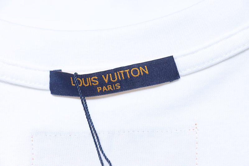 LOUIS VUITTON Triple Flower Embroidery Logo Black White Short Sleeve T-Shirt