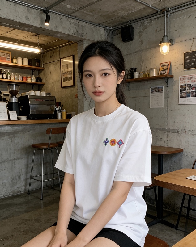 LOUIS VUITTON Triple Flower Embroidery Logo Black White Short Sleeve T-Shirt
