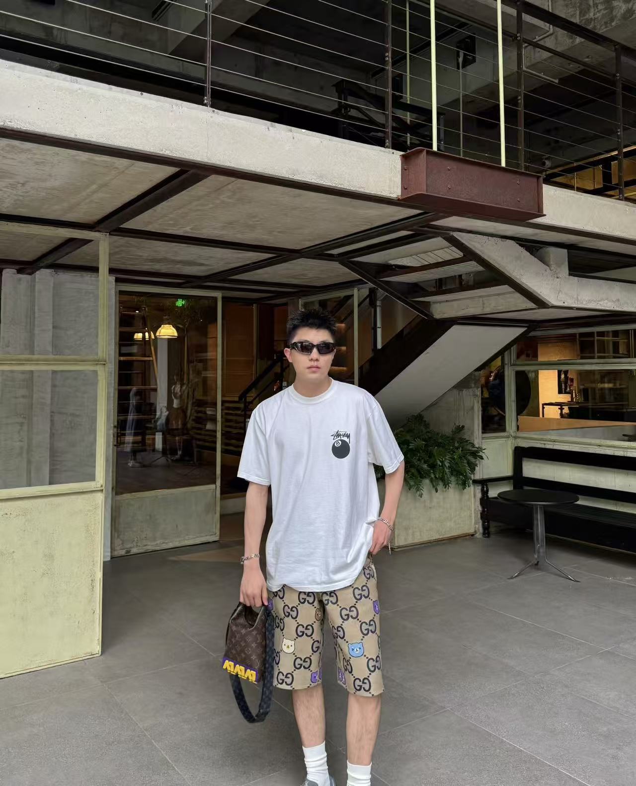 Stussy Black 8 Ball Billiards Print Short Sleeve T-Shirt Style 1