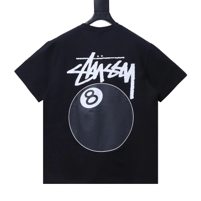 Stussy Black 8 Ball Billiards Print Short Sleeve T-Shirt Style 2 01