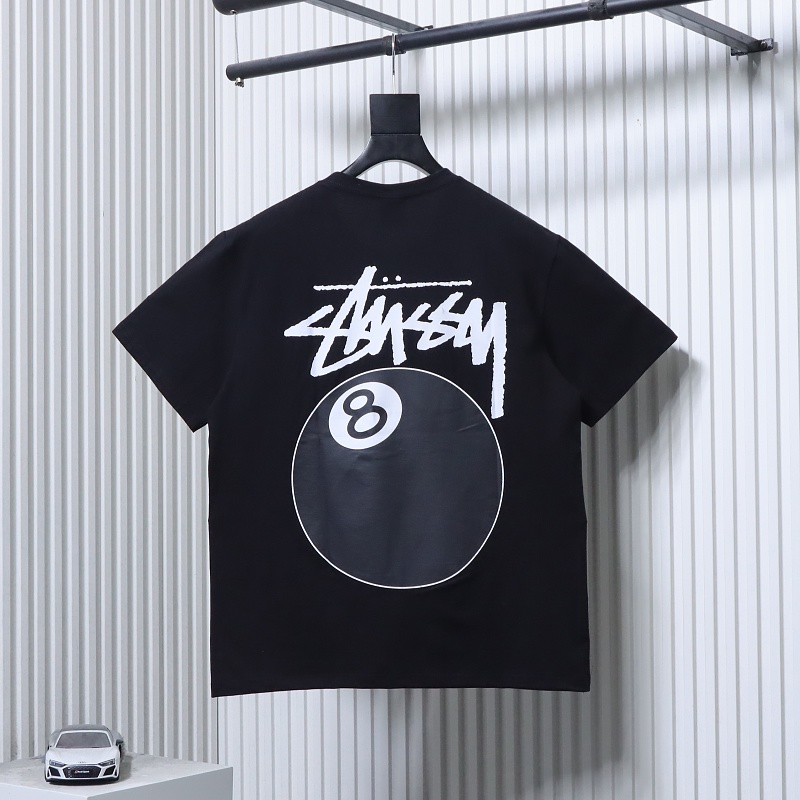 Stussy Black 8 Ball Billiards Print Short Sleeve T-Shirt Style 2