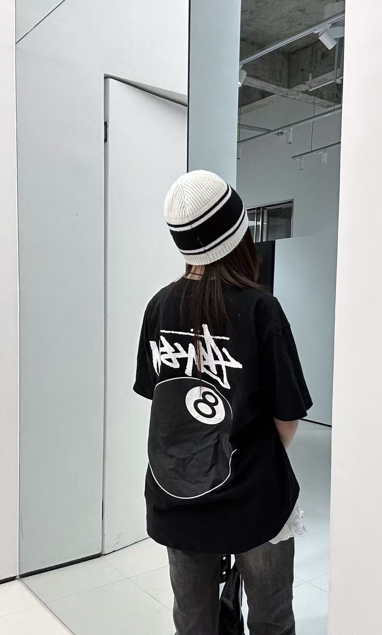 Stussy Black 8 Ball Billiards Print Short Sleeve T-Shirt Style 2