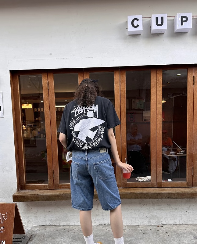 Stussy Portrait Peace Print Short Sleeve T-Shirt Style 2