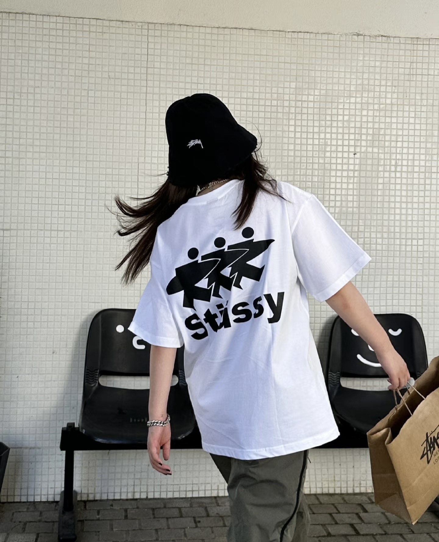 Stussy Three Figures Print Short Sleeve T-Shirt Style 1