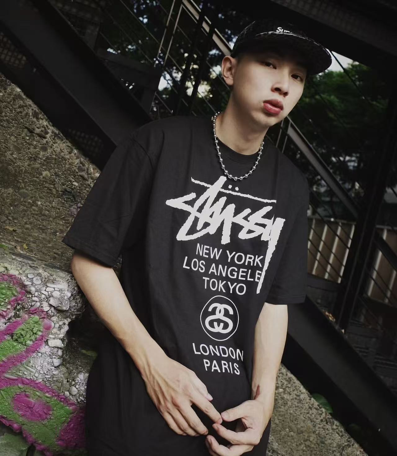 Stussy World Tour Print Short Sleeve T-Shirt Style 1