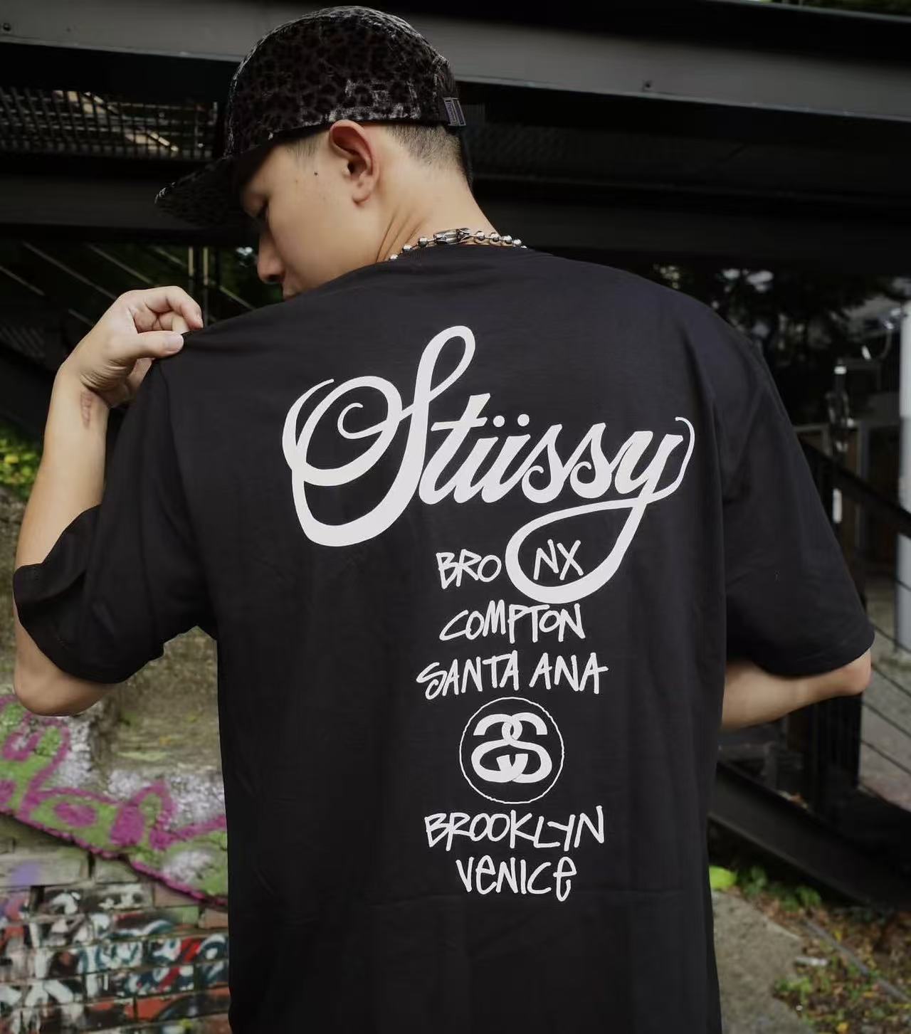 Stussy World Tour Print Short Sleeve T-Shirt Style 1