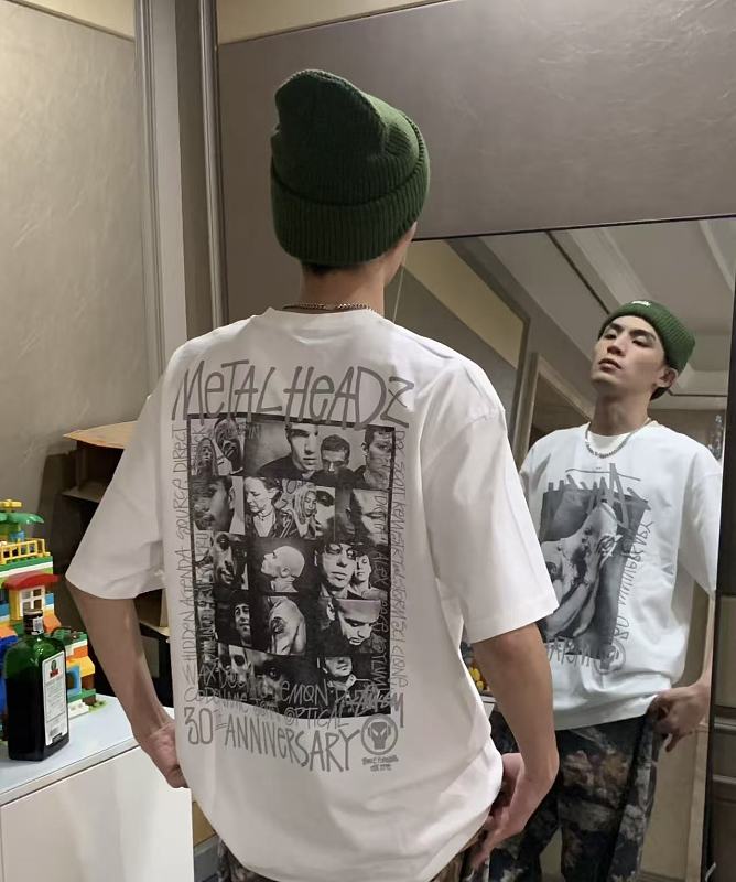 Stussy x Metalheadz Chest Logo Character Print Character Print Short Sleeve T-Shirt Style 1