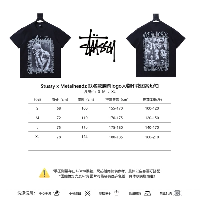 Stussy x Metalheadz Chest Logo Character Print Character Print Short Sleeve T-Shirt Style 2 02
