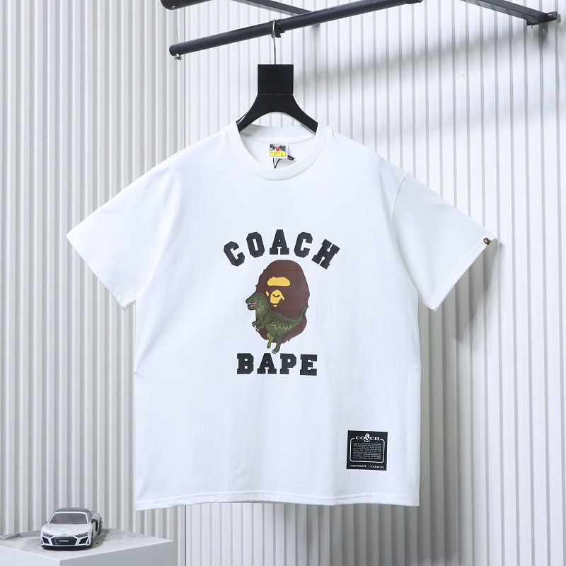 BAPE 26SS Ape Head Coach Collaboration Print Dinosaur Short Sleeve T-Shirt Style 1
