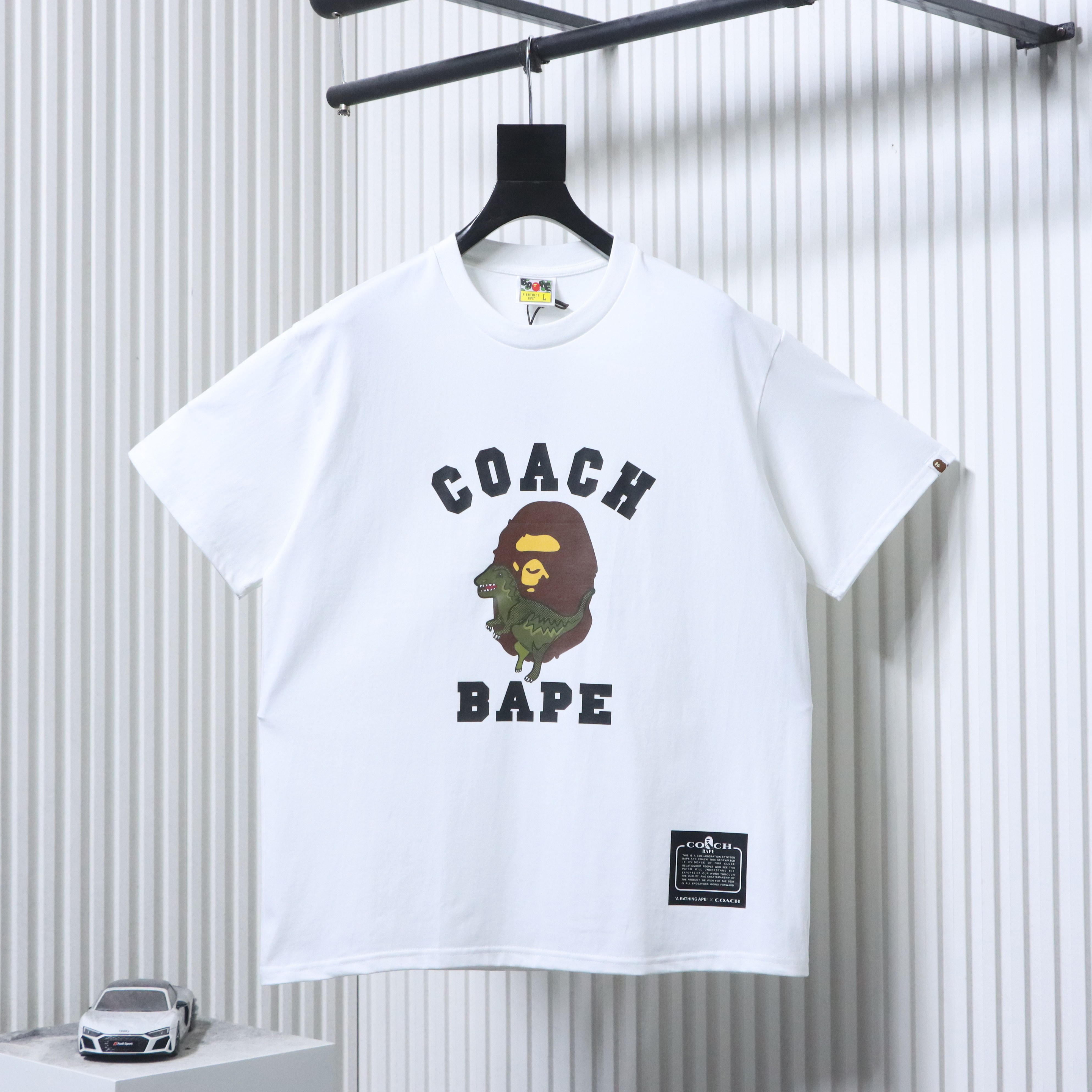 BAPE 26SS Ape Head Coach Collaboration Print Dinosaur Short Sleeve T-Shirt Style 1
