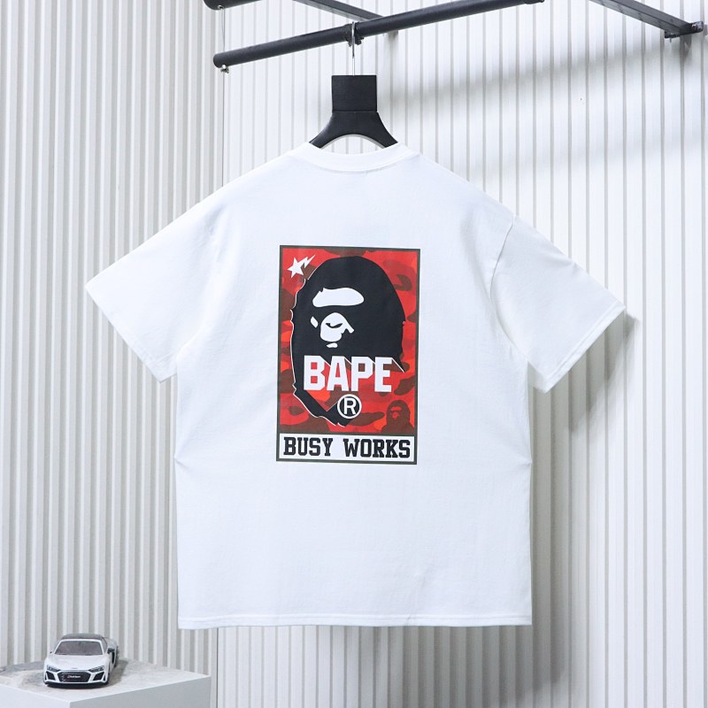 BAPE 26SS Ape Head Front Back Print Red Label Short Sleeve T-Shirt Style 1