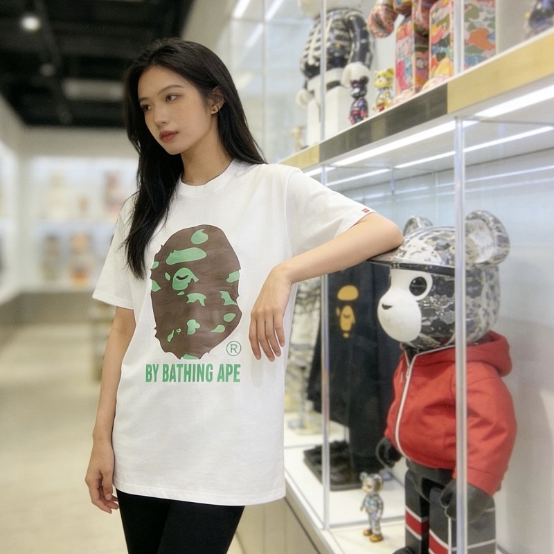 BAPE 26SS Ape Head Letter Print Macaron Short Sleeve T-Shirt Style 1