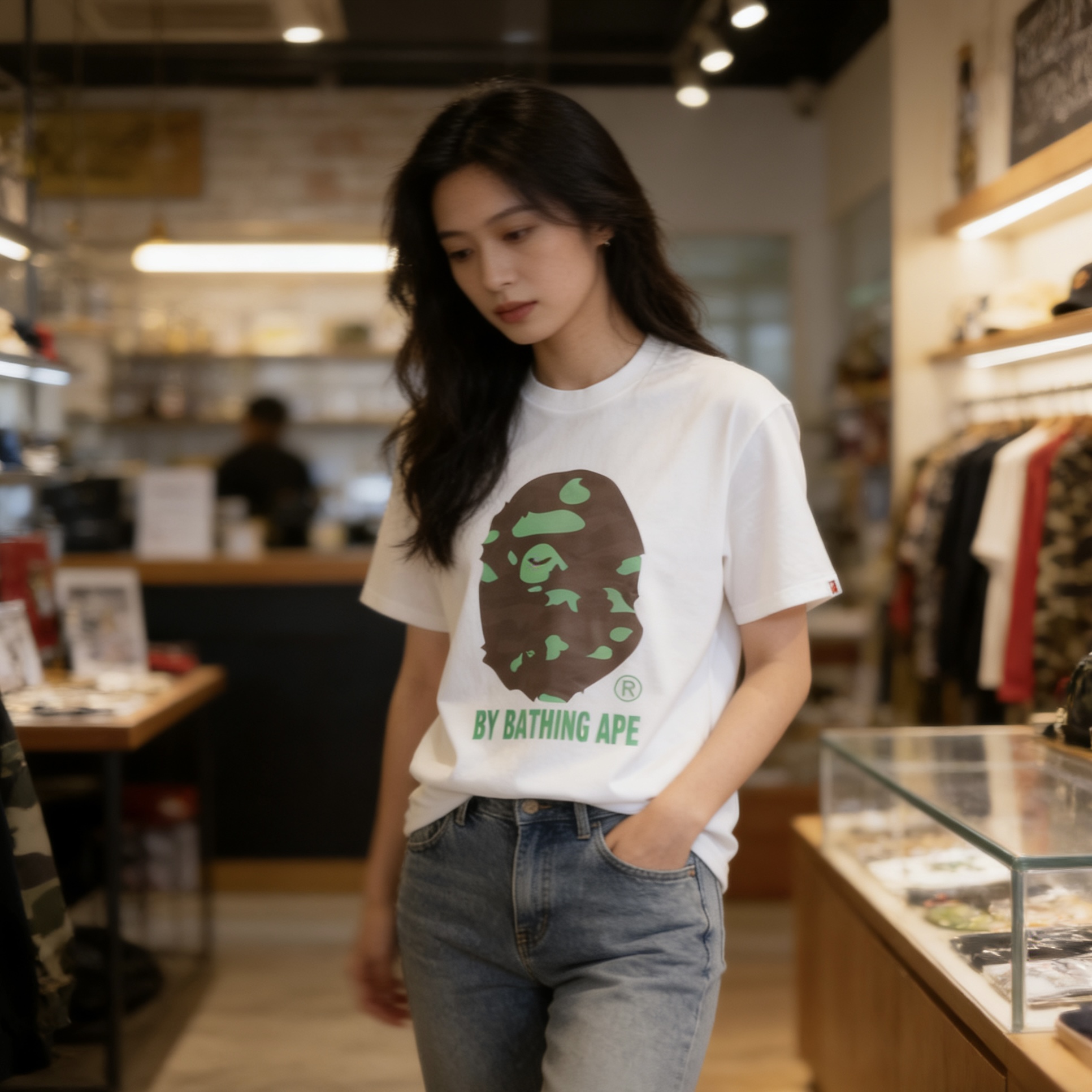 BAPE 26SS Ape Head Letter Print Macaron Short Sleeve T-Shirt Style 1