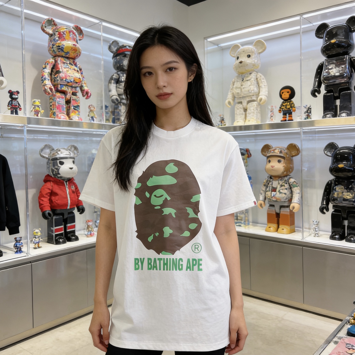 BAPE 26SS Ape Head Letter Print Macaron Short Sleeve T-Shirt Style 1