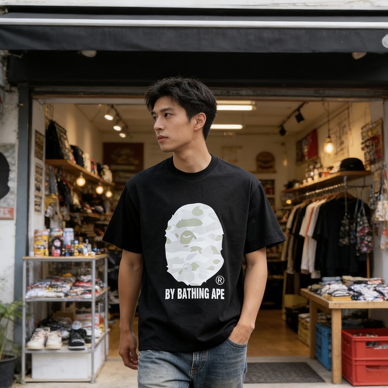 BAPE 26SS Ape Head Letter Print Macaron Short Sleeve T-Shirt Style 2