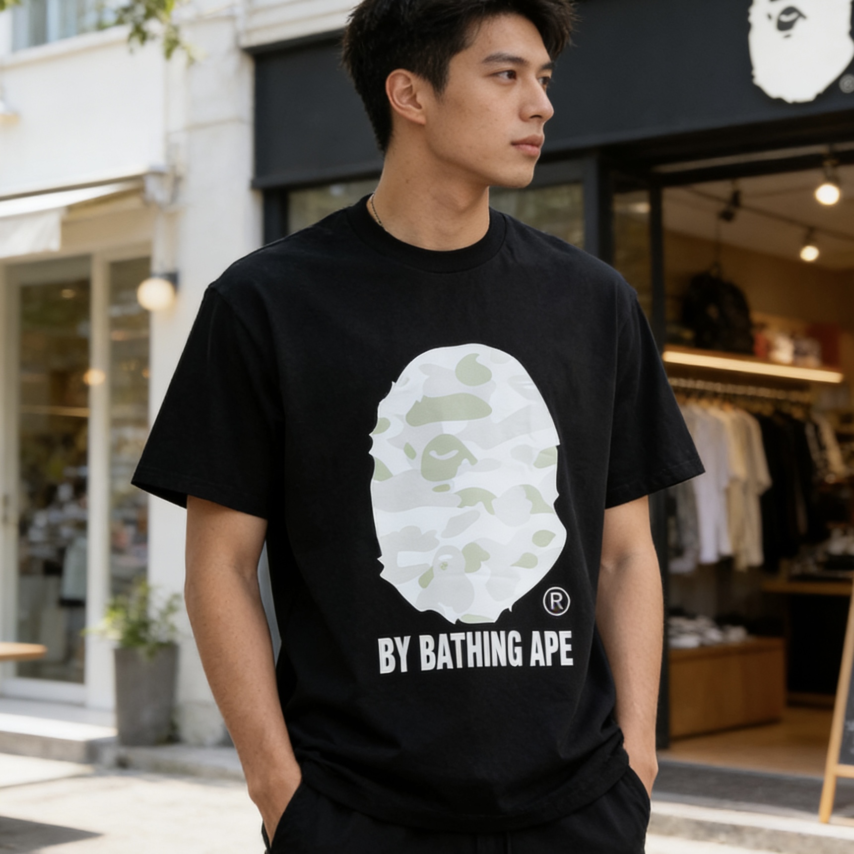 BAPE 26SS Ape Head Letter Print Macaron Short Sleeve T-Shirt Style 2