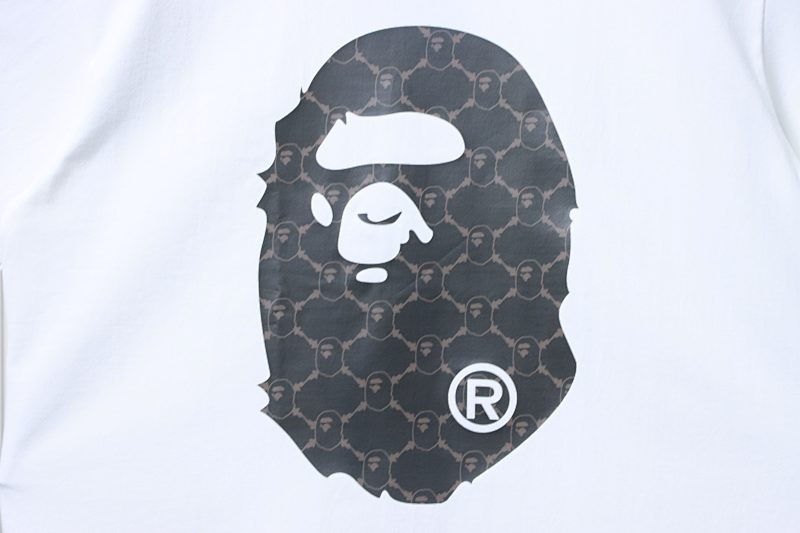 BAPE 26SS Ape Head Print Diamond Monogram Classic Short Sleeve T-Shirt Style 1