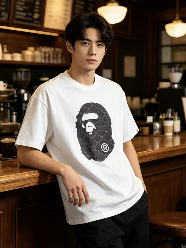BAPE 26SS Ape Head Print Diamond Monogram Classic Short Sleeve T-Shirt Style 1