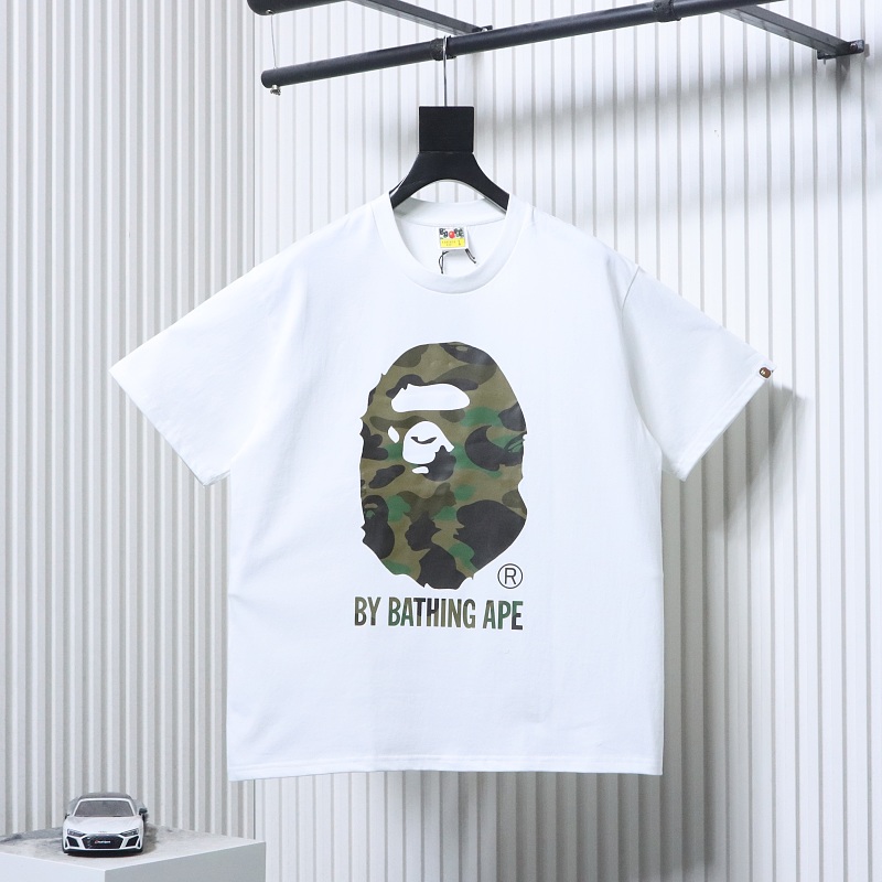 BAPE 26SS Big Ape Head Letter Print Green Camo Classic Green Short Sleeve T-Shirt Style 2