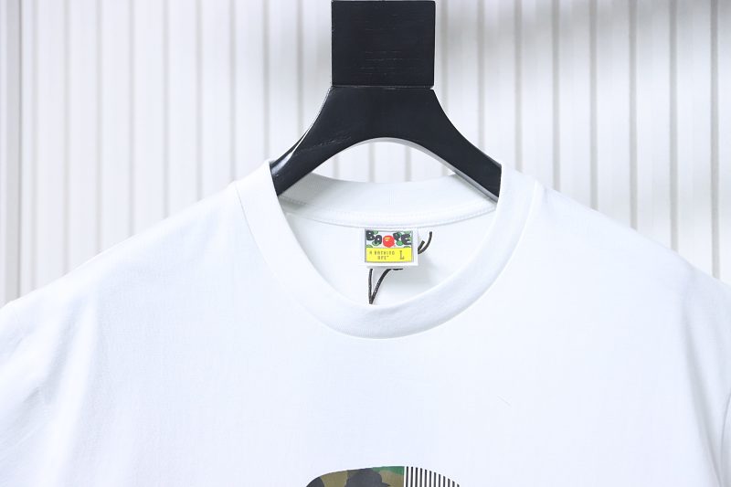 BAPE 26SS Big Ape Head Letter Print Patchwork Camo Short Sleeve T-Shirt