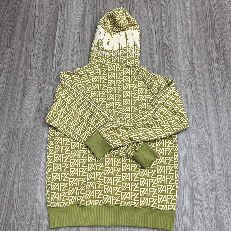 BAPE Allover Letter Green Short Sleeve T-Shirt Style 6810