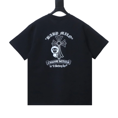 BAPE Ape Head Chrome Hearts Collaboration Classic Letter Print Short Sleeve T-Shirt Style 2 02