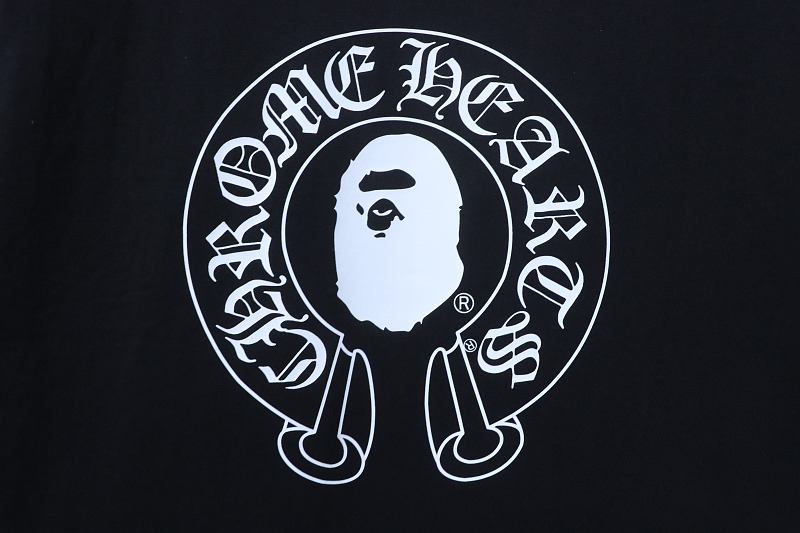 BAPE Ape Head Chrome Hearts Collaboration Classic Letter Print Short Sleeve T-Shirt Style 2