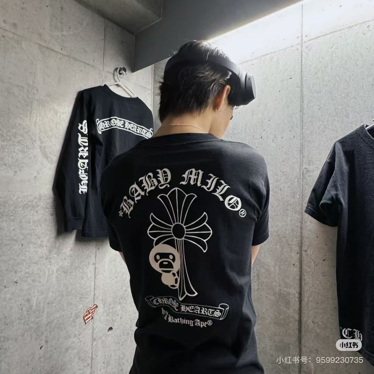 BAPE Ape Head Chrome Hearts Collaboration Classic Letter Print Short Sleeve T-Shirt Style 2