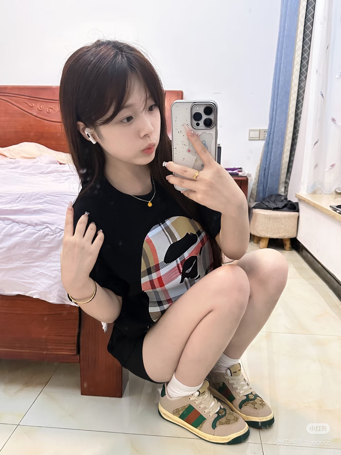 BAPE Ape Head Letter Print Check Short Sleeve T-Shirt Style 2