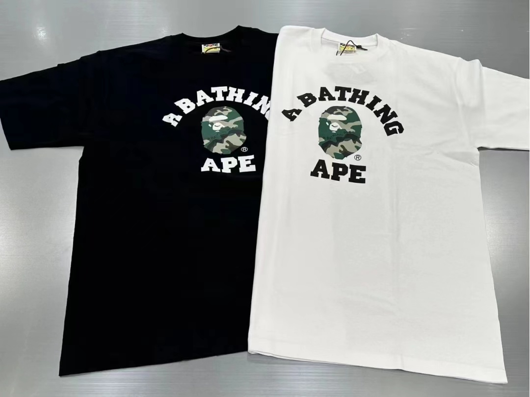 BAPE Black White Short Sleeve T-Shirt Style 1009