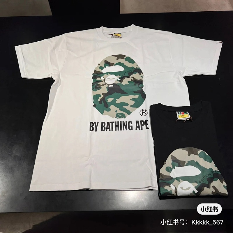 BAPE Black White Short Sleeve T-Shirt Style 1010