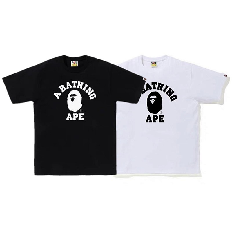 BAPE Black White Short Sleeve T-Shirt Style 1016