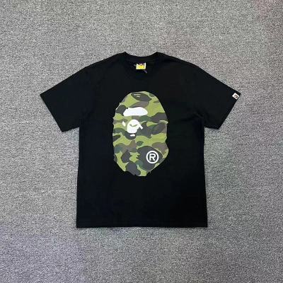 BAPE Black Yellow Black Green Short Sleeve T-Shirt Style 1003 01