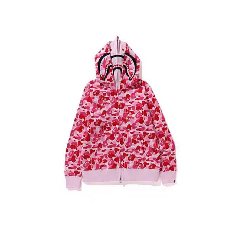 BAPE Camo Double Hood Cream White Pink Hoodie Style 6770