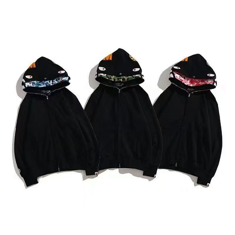 BAPE Double Hood Black Green Black Pink Hoodie Style 2391