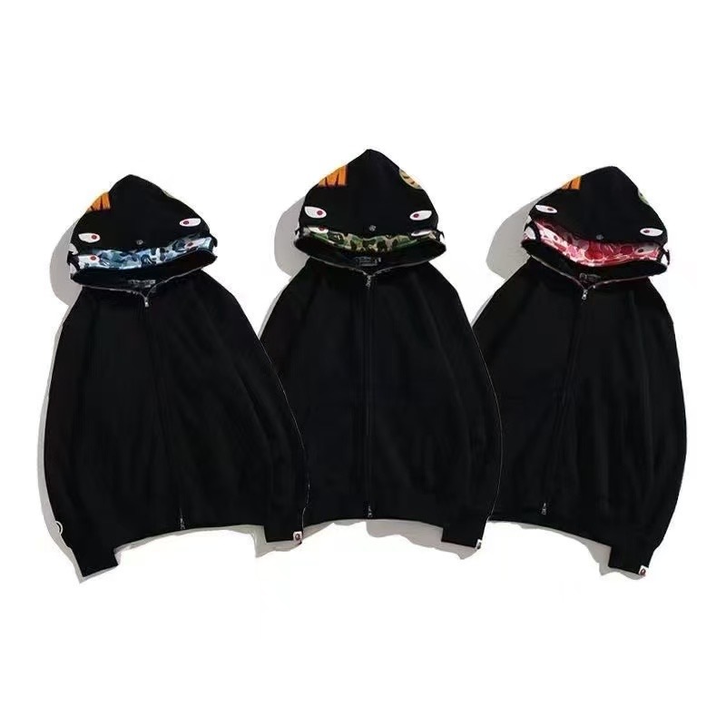 BAPE Double Hood Black Green Black Pink Hoodie Style 2391