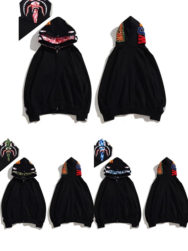 BAPE Double Hood Black Green Black Pink Hoodie Style 2391