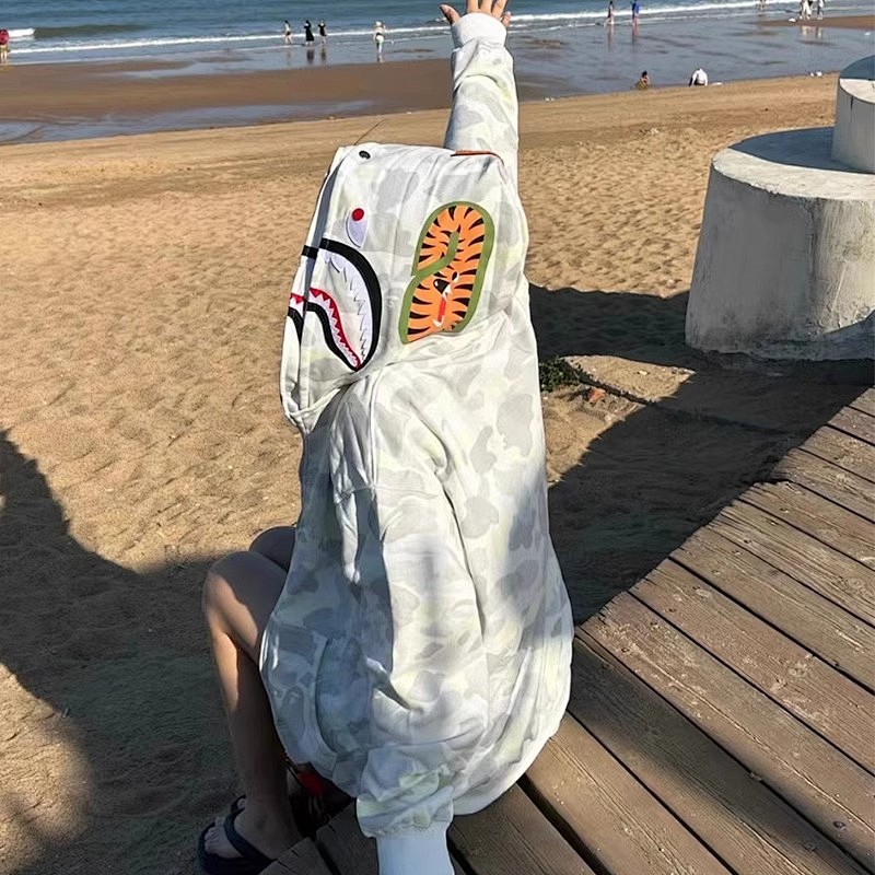BAPE Double Hood Black White Hoodie Style 6005