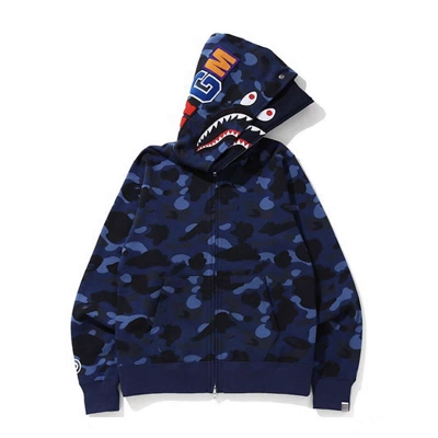 BAPE Double Hood Classic Blue Red Hoodie Style 2356 01