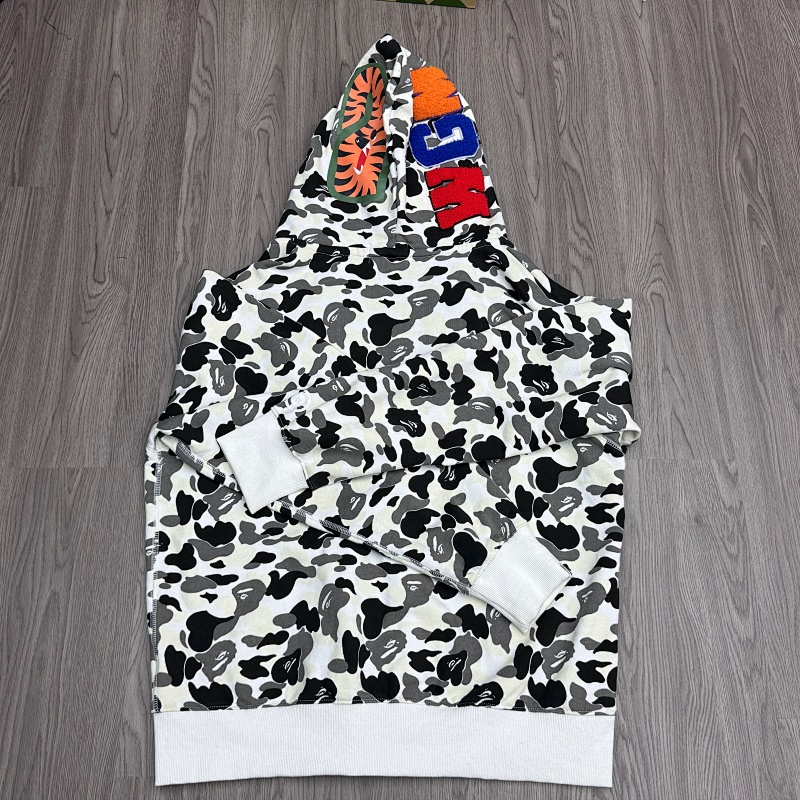 BAPE Double Hood Cream White White Hoodie Style 2