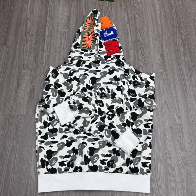 BAPE Double Hood Cream White White Hoodie Style 2 02