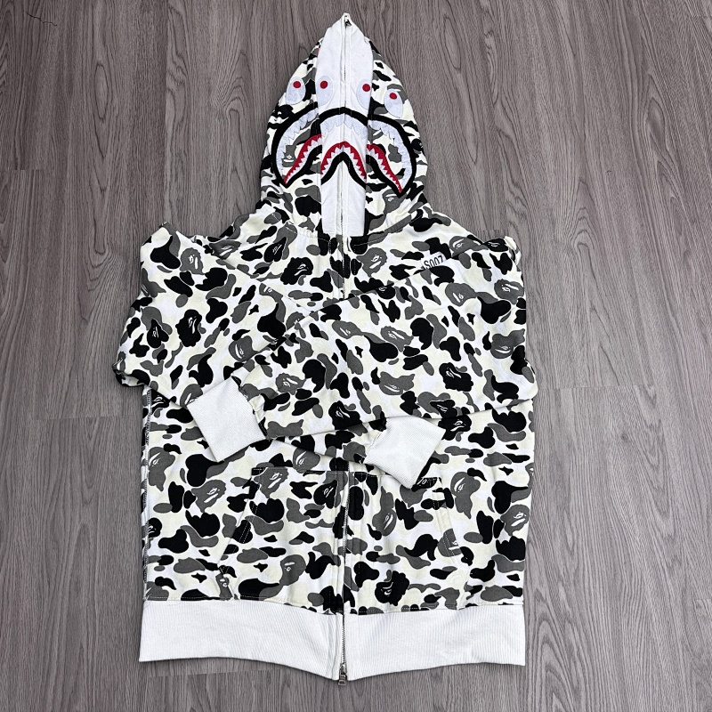 BAPE Double Hood Cream White White Hoodie Style 2